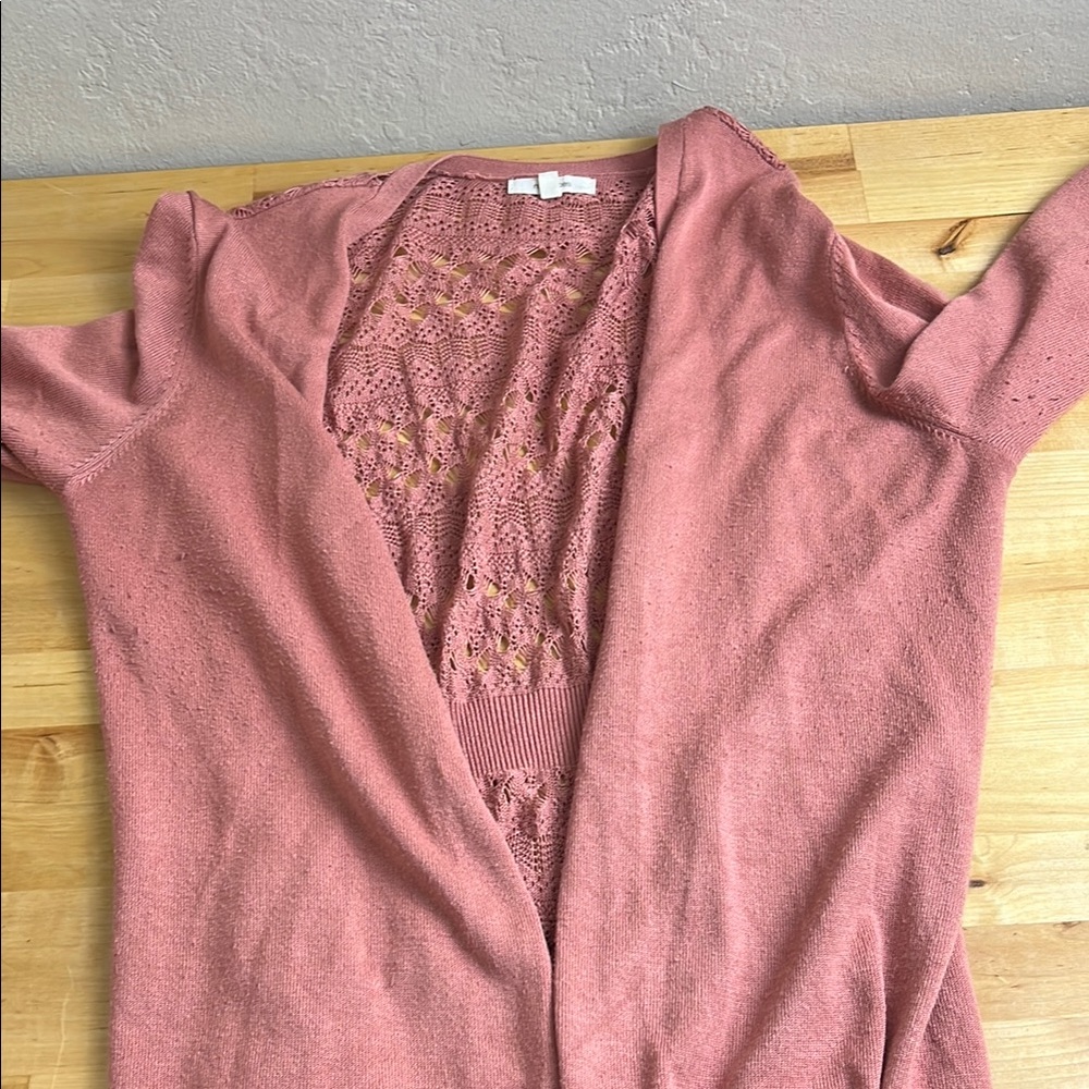 Women's Pink Open-Front Sweater